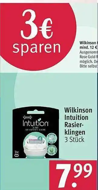Rossmann Wilkinson intuition rasierklingen Angebot