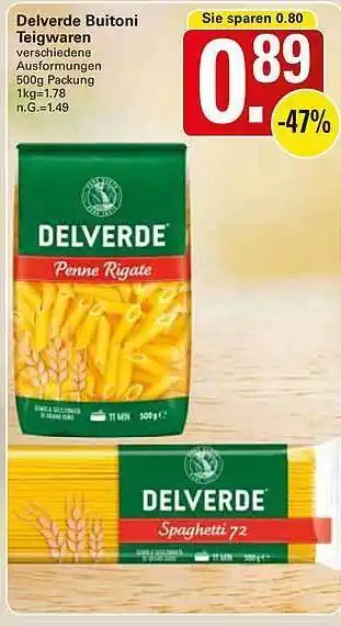 WEZ Delverde buitoni teigwaren Angebot