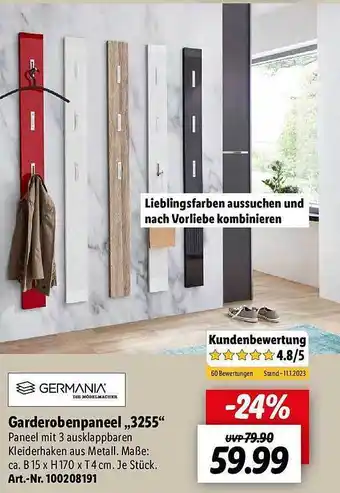 Lidl Germania garderobenpaneel „3255“ Angebot