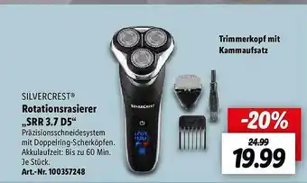 Lidl Silvercrest rotationsraisierer „srr 3.7 d5“ Angebot