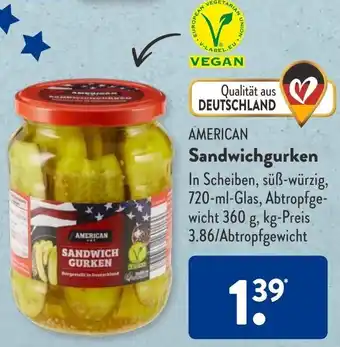 Aldi Süd American Sandwichgurken 720 ml Glas Angebot