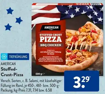 Aldi Süd American Stuffed Crust Pizza 450 g, 461 g, 500 g Packung Angebot