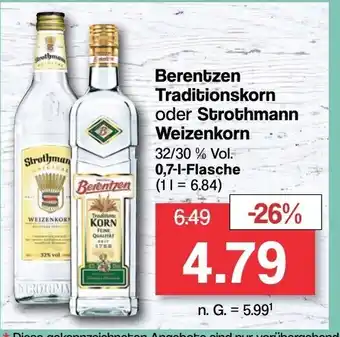 Famila Nord West Berentzen Traditionskorn o. Strothmann Weizenkorn 700 ml Angebot