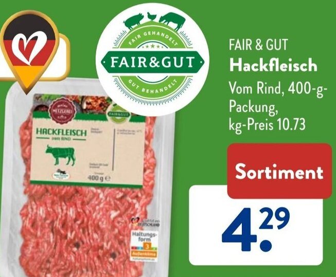 Fair & Gut Hackfleisch vom Rind 400 g Packung Angebot bei Aldi Süd