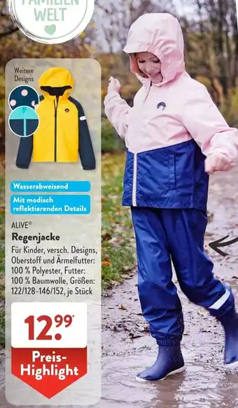 Aldi Süd Alive Regenjacke Angebot