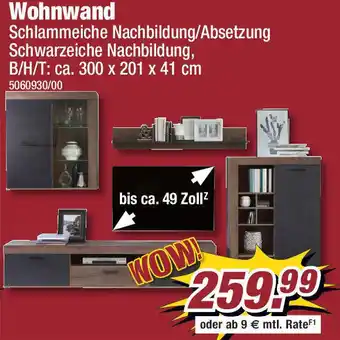 Poco Wohnwand ca. 300 x 201 x 41 cm Angebot