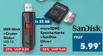 Kaufland SanDisk Cruzer Glide oder microSDHC Speicherkarte SanDisk Ultra Angebot