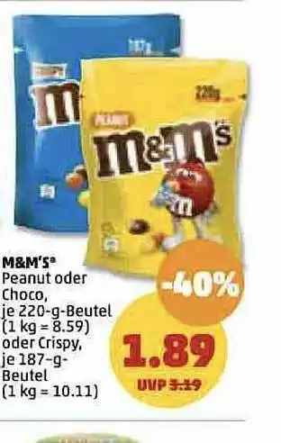 PENNY M&m's peanut oder choco Angebot