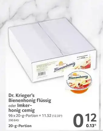 Selgros Dr. krieger's bienenhonig flüssig oder imkerhonig cemig Angebot