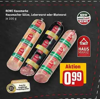 REWE Kaufpark Rewe hausmarke hausmacher sülze, leberwurst oder blutwurst Angebot