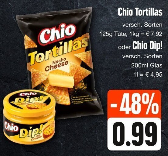 Chio Tortillas 125 g oder Chio Dip! 200 ml Glas Angebot bei Edeka