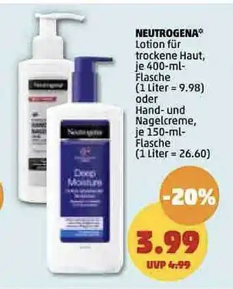 PENNY Neutrogena lotion für trocken haut, oder hand- und nagelcreme Angebot