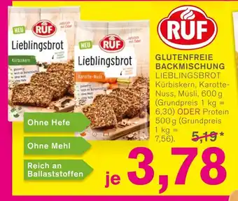 KODi RUF Glutenfreie Backmischung Lieblingsbrot 600g o. Protein 500g Angebot