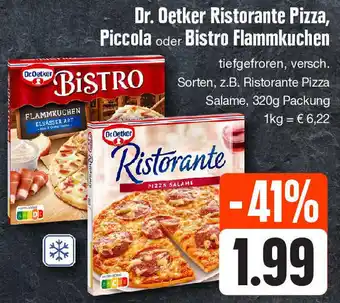 Edeka Dr. Oetker Ristorante Pizza, Piccola oder Bistro Flammkuchen 320g Packung Angebot