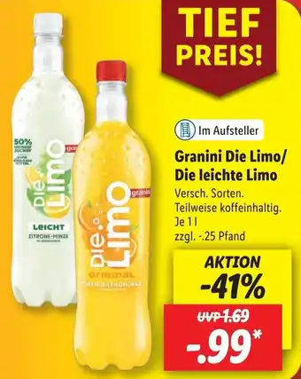 Lidl Granini Die Limo/Die leichte Limo 1 L Angebot