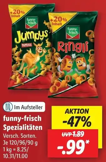 Lidl Funny Frisch Spezialitäten 120/96/90 g Angebot