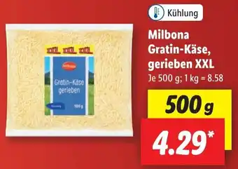 Lidl Milbona Gratin Käse, gerieben XXL 500 g Angebot