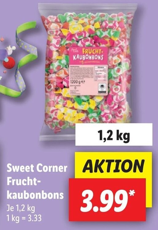Sweet Corner Fruchtkaubonbons 1,2 kg Angebot bei Lidl