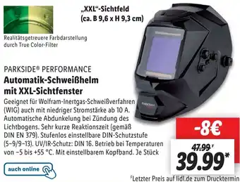 Lidl Parkside Performance Automatik Schweißhelm mit XXL Sichtfenster Angebot