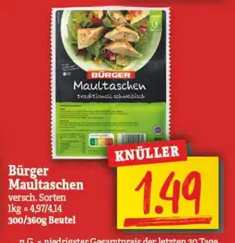 NP Discount Burger Maultaschen 300/360g Angebot