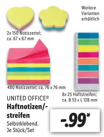 Lidl United Office Haftnotizen/-streifen Angebot