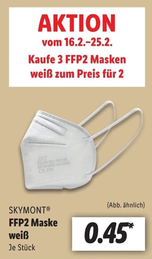 Skymont FFP2 Maske weiẞ Angebot bei Lidl