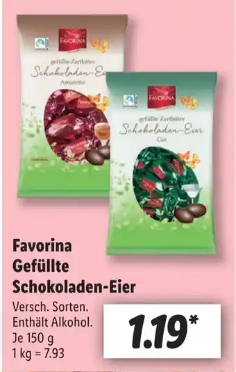 Lidl Favorina Gefüllte Schokoladen Eier 150 g Angebot