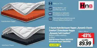 Lidl 7-Zonen Hybridschaum Topper ,,Dynamic Classic Comfort''/Gelschaum Topper ,,Dynamic Soft Comfort'' Angebot