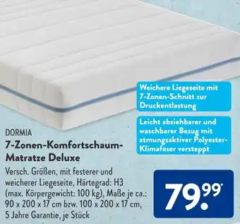 Aldi Süd Dormia 7Zonen Komfortschaum Matratze Deluxe Angebot