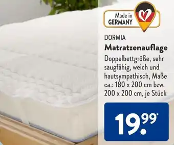 Aldi Süd Dormia Matratzenauflage 200 x 200 cm Angebot