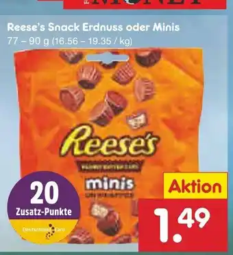 Netto Marken-Discount Reese's Snack Erdnuss o. Minis 77-90g Angebot