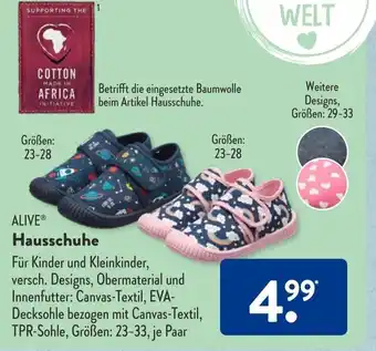 Aldi Süd Alive Hausschuhe 23-33 Angebot