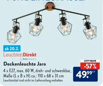 Aldi Süd LeuchtenDirekt Deckenleuchte Jaro ca. 110 x 68 x 31 cm Angebot