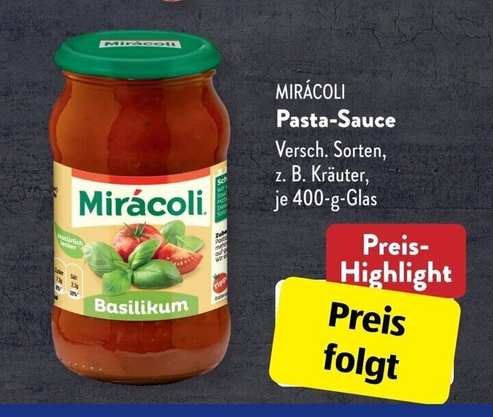 Mirácoli Pasta Sauce 400 g Glas Angebot bei Aldi Süd