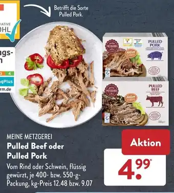 Aldi Süd Meine Metzgerei Pulled Beef oder Pulled Pork Angebot