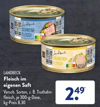 Aldi Süd Landbeck Fleisch im eigenen Saft 300 g Dose Angebot