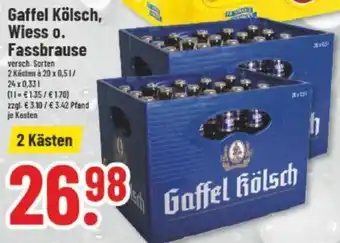 trinkgut Gaffel Kölsch, Wiess oder Fassbrause 20x0,5/24x0,33 L Angebot