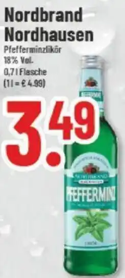 trinkgut Nordbrand Nordhausen Pfefferminzlikör 0,7 L Flasche Angebot