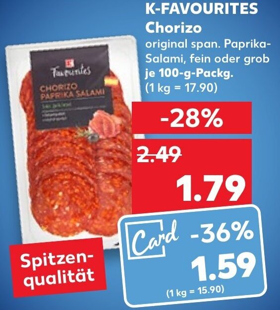 KFavourites Chorizo 100 g Packg. Angebot bei Kaufland