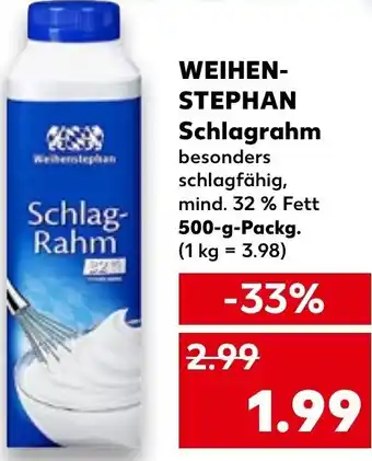 Kaufland Weihenstephan Schlagrahm 500 g Packg. Angebot