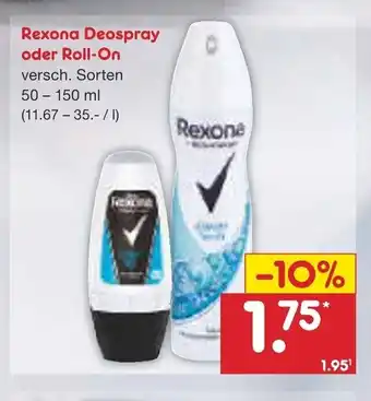 Netto Marken-Discount Rexona Deo Spray o. Roll On 50-150ml Angebot