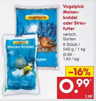 Netto Marken-Discount Vogelpick Meisenknodel o. Streufutter 6st/540g/1kg Angebot