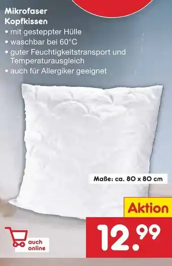 Netto Marken-Discount Mikrofaser-Kopfkissen 80*80 Angebot