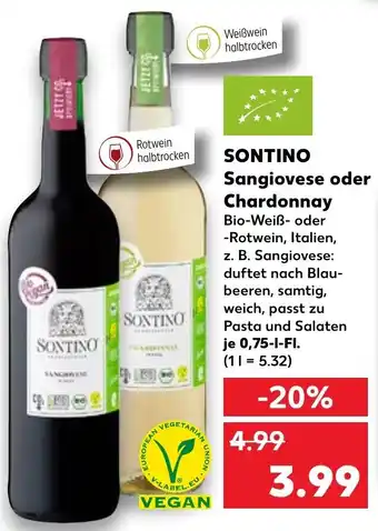 Kaufland Sontino Sangiovese oder Chardonnay 0,75 L-Fl. Angebot