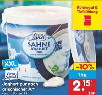 Netto Marken-Discount Gutes Land Joghurt pur nach griechischer Art 1kg Angebot