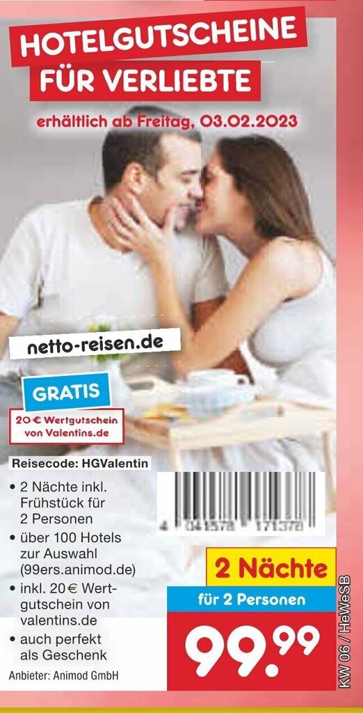 Wunderschne Netto Reisen Hotelgutscheine 2022 Bild