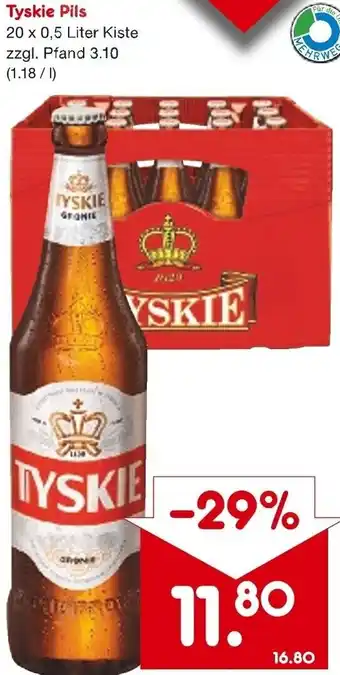 Netto Getränke Discount Tyskie Pils 20x0,5 Liter Kiste Angebot