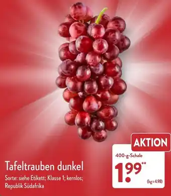 Aldi Nord Tafeltrauben dunkel 400 g Schale Angebot