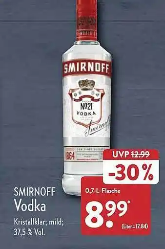 Aldi Nord Smirnoff vodka Angebot