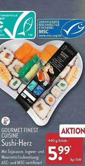 Aldi Nord Gourmet finest cuisine sushi-herz Angebot